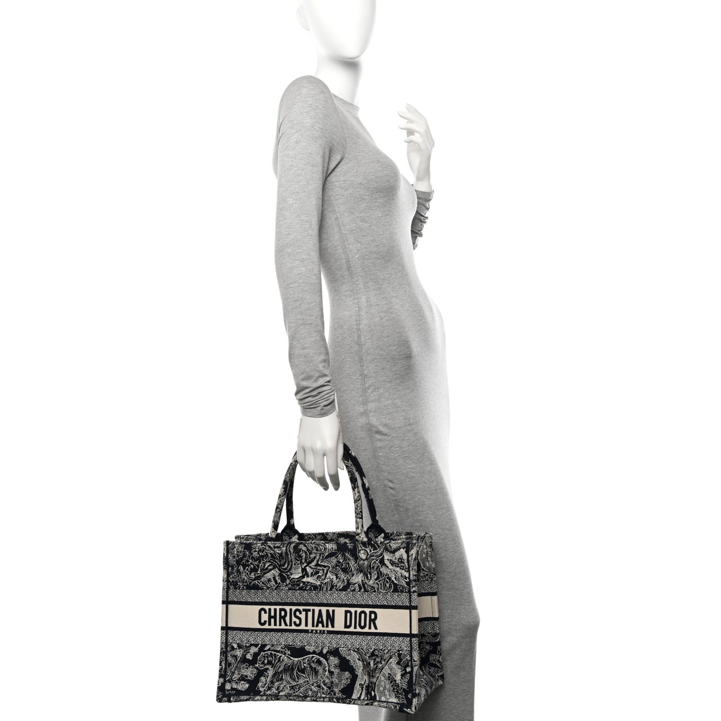 Canvas Embroidered Medium Dioriviera Toile De Jouy Reverse Book Tote Blue