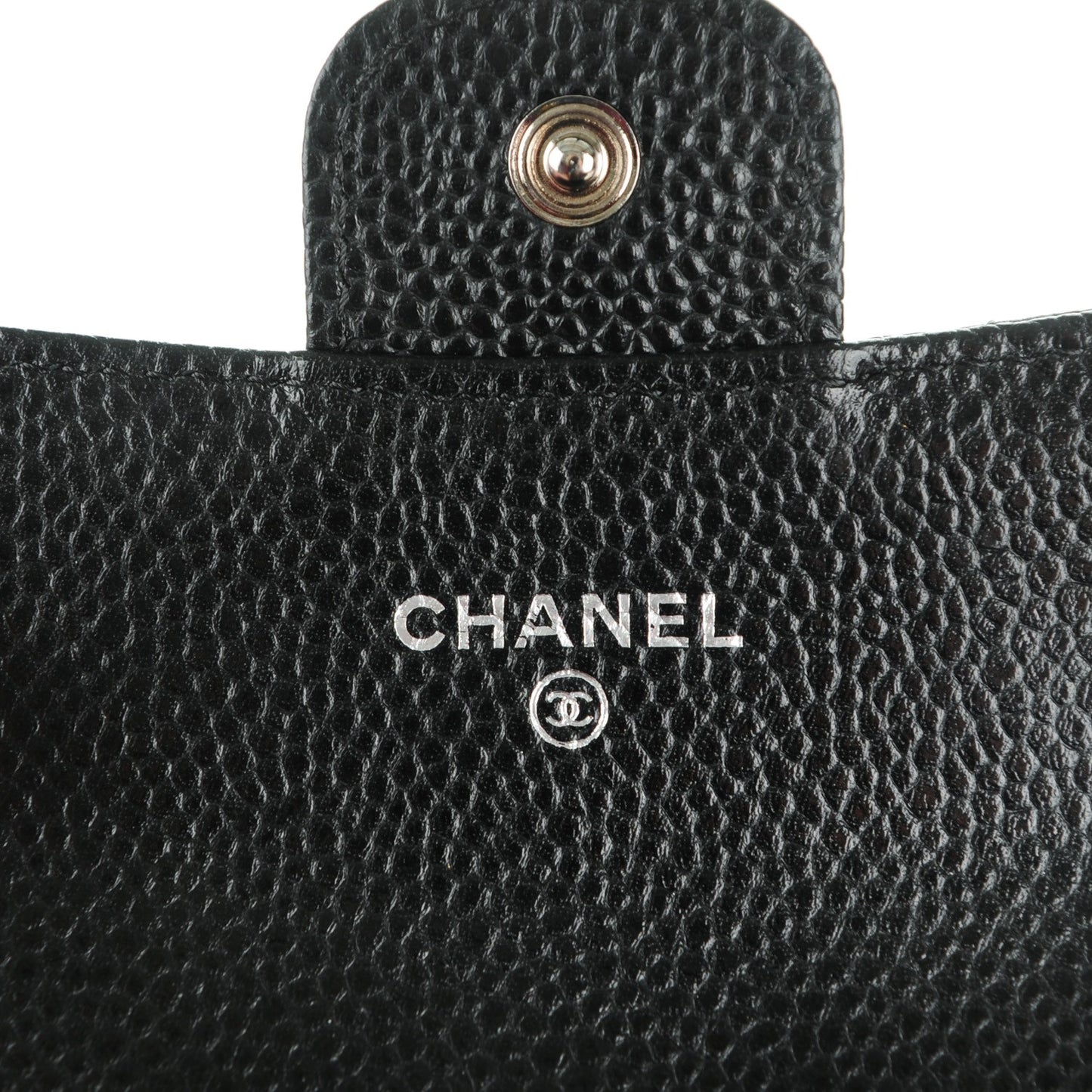 Caviar Quilted Flap Card Holder Black