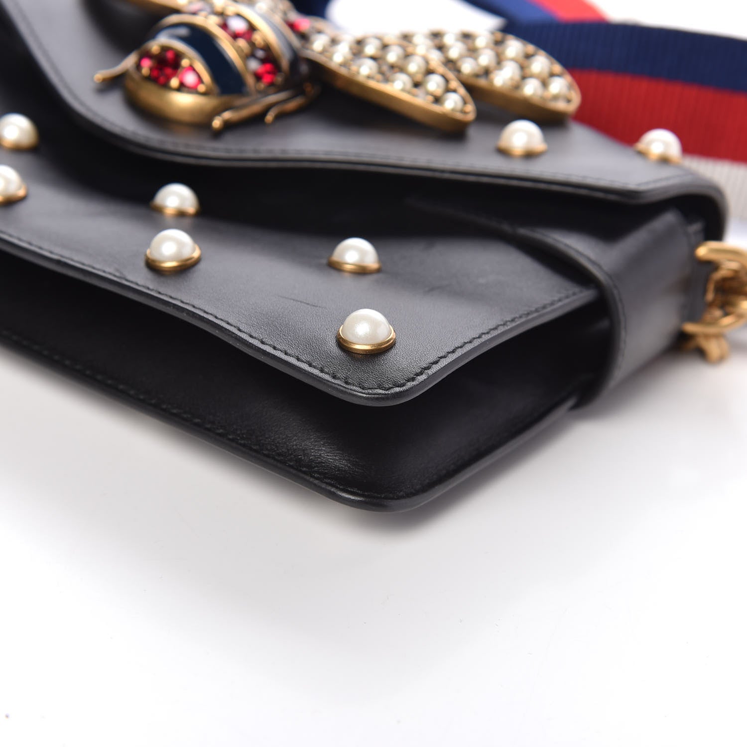 Gucci Nappa Pearl Studded Mini Queen Margaret Broadway Shoulder Bag Black 9 of 10