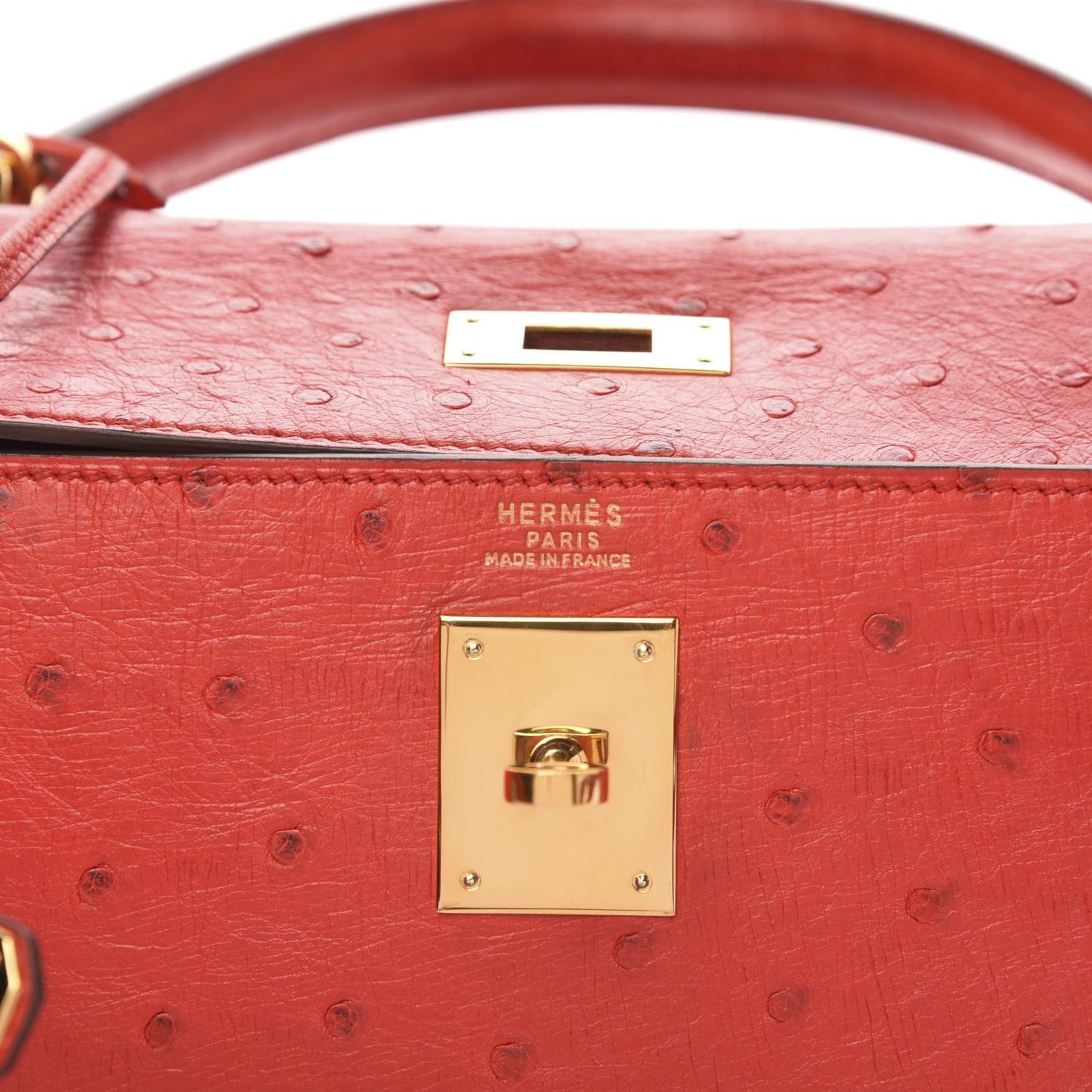 Ostrich Kelly Sellier 32 Rouge Vif