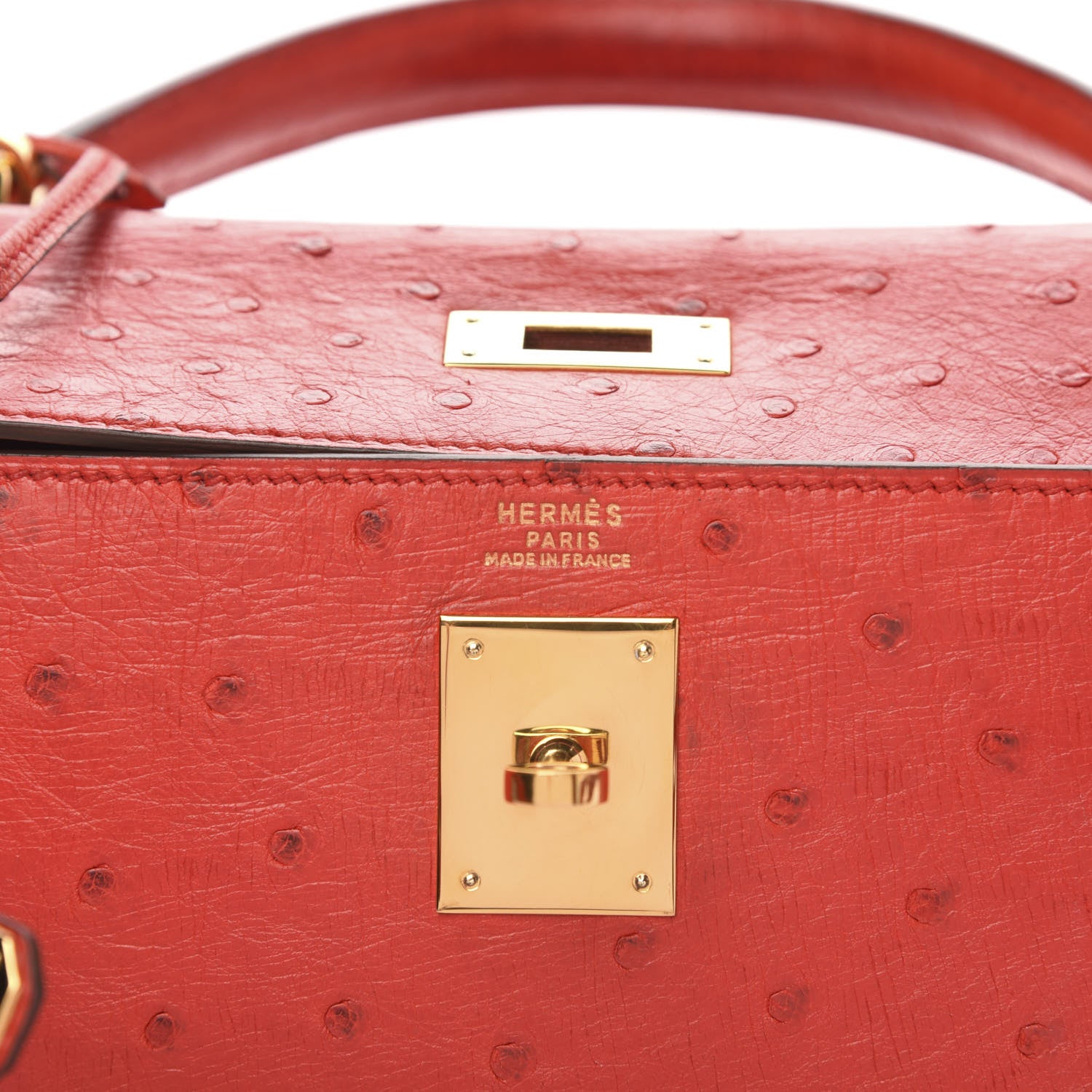 Hermes Ostrich Kelly Sellier 32 Rouge Vif 6 of 12