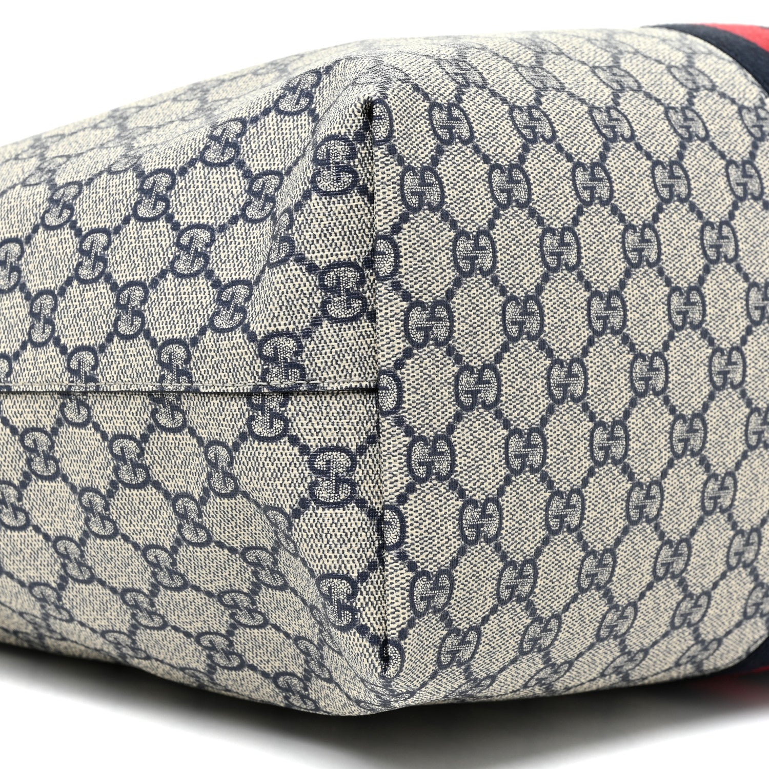 Gucci GG Supreme Monogram Textured Calfskin Web Medium Ophidia Shopping Tote Beige Blue 8 of 10