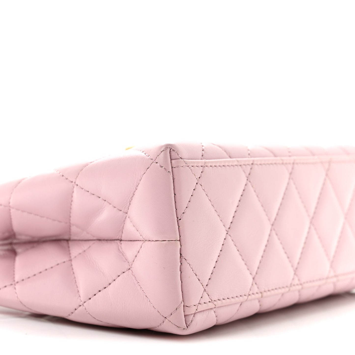 Shiny Aged Calfskin Quilted Nano Kelly Shopper Pink
