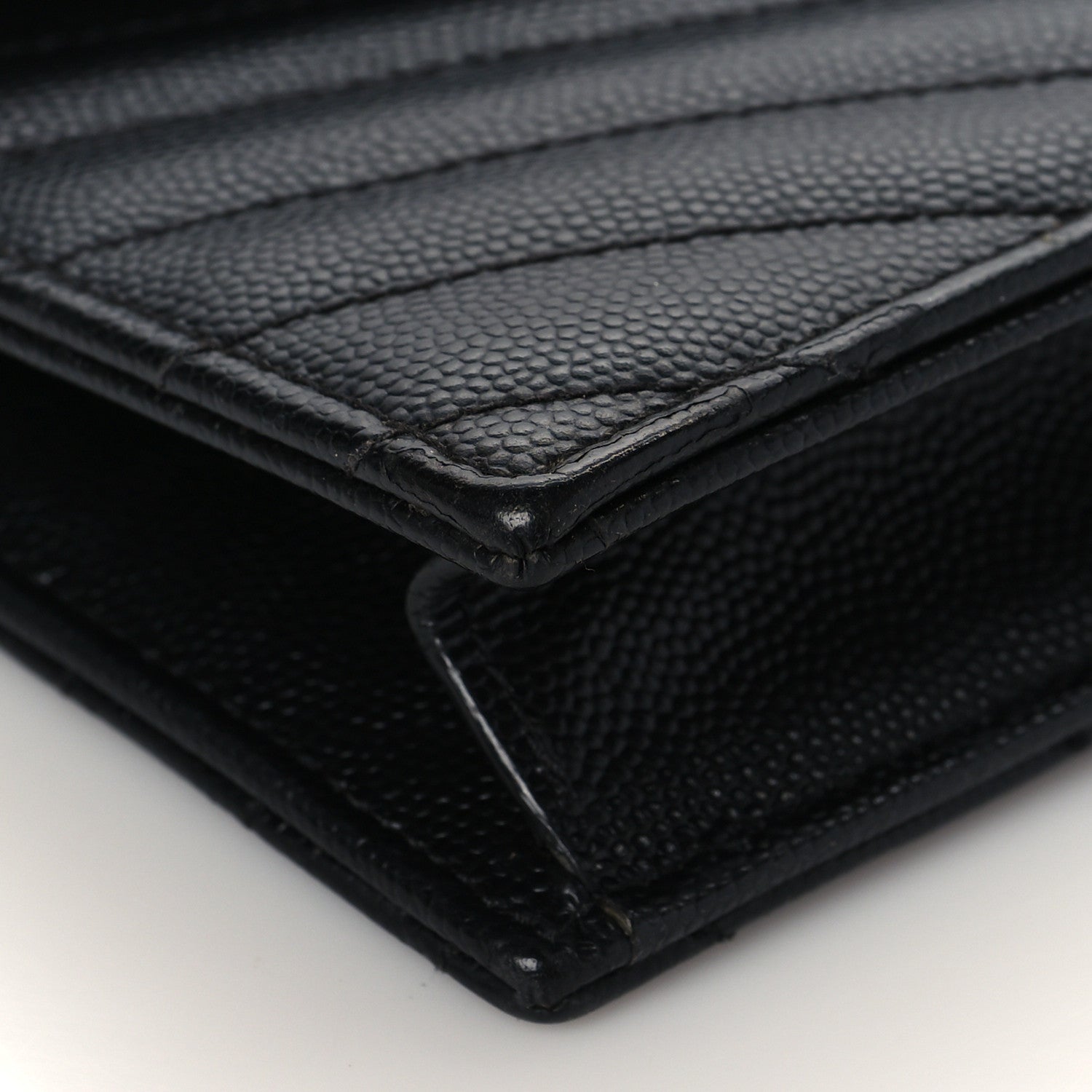 Saint Laurent Grain De Poudre Matelasse Chevron Monogram Envelope Chain Wallet Black 7 of 8