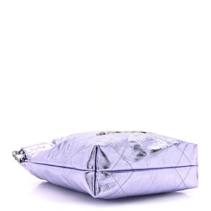 Chanel Metallic Calfskin Quilted Mini Chanel 22 Lilac 4 of 10