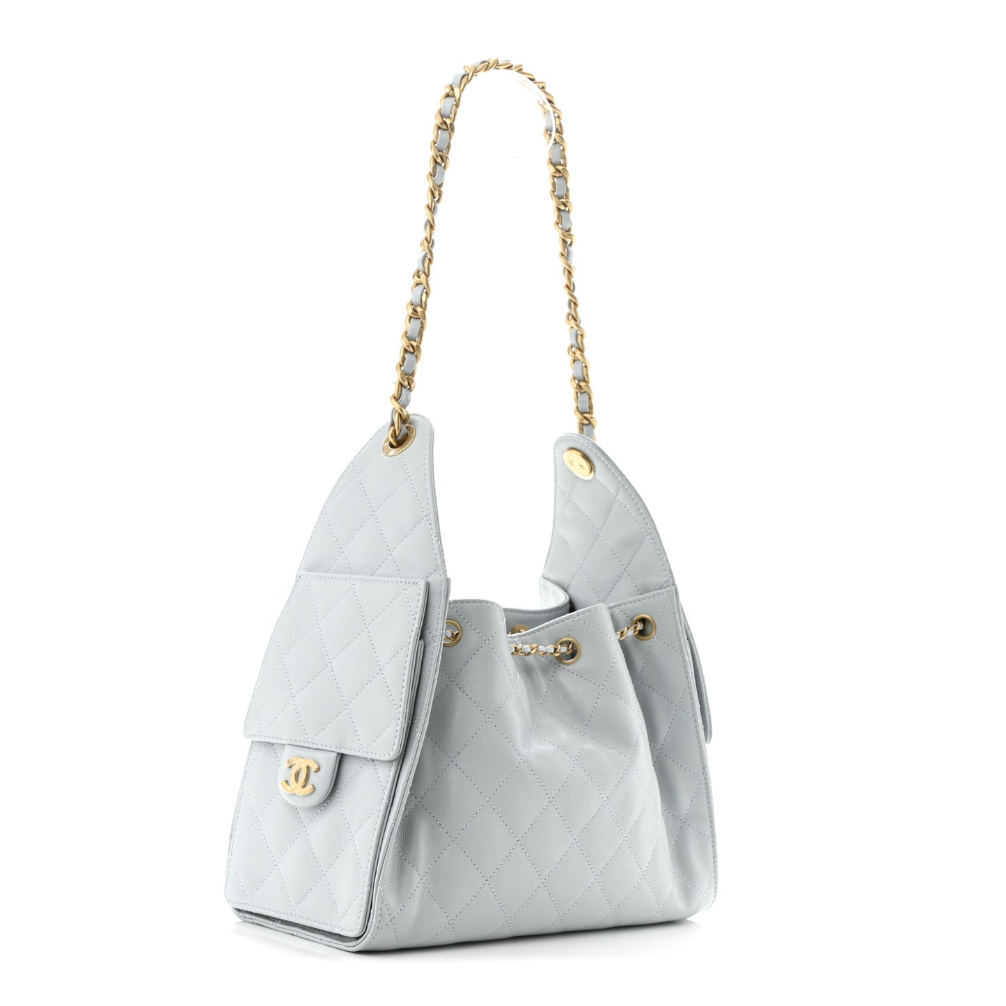 Caviar Quilted Small Chanel 25 Handbag Light Blue