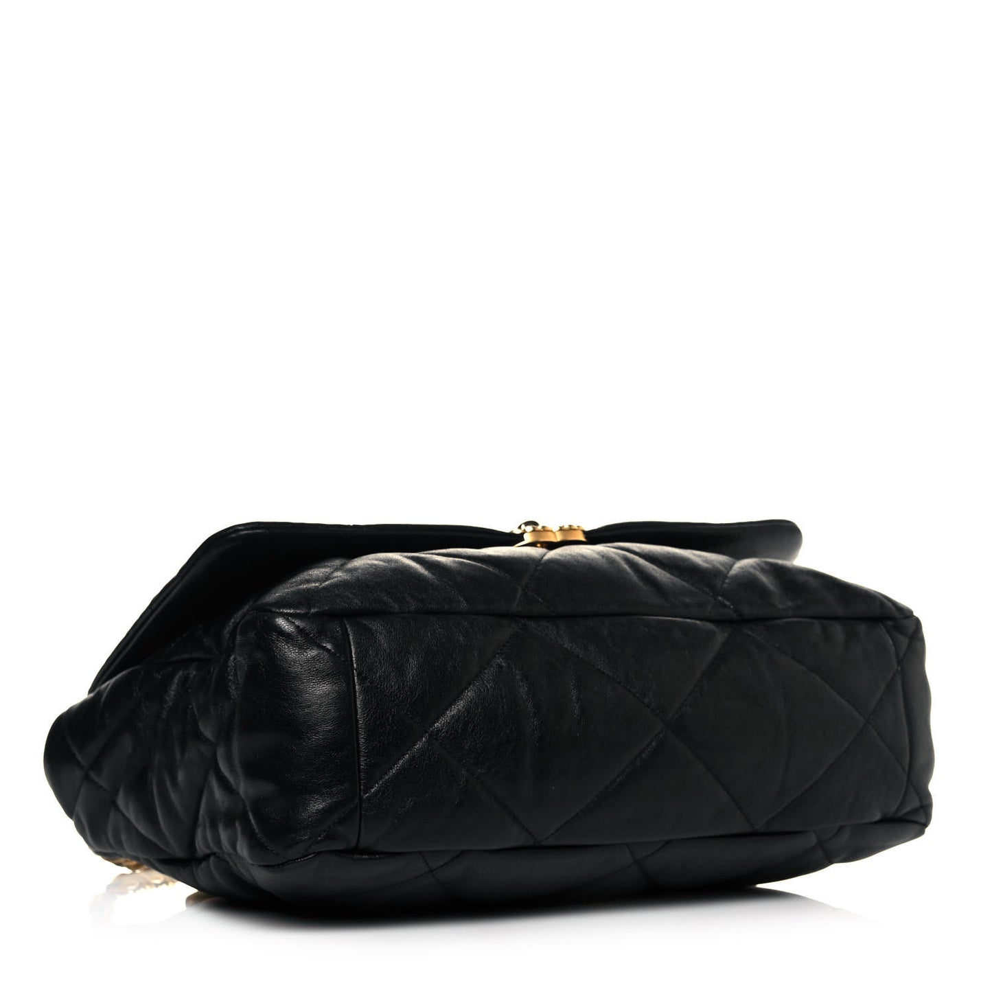 Shiny Goatskin Quilted Maxi Chanel 19 Flap Black