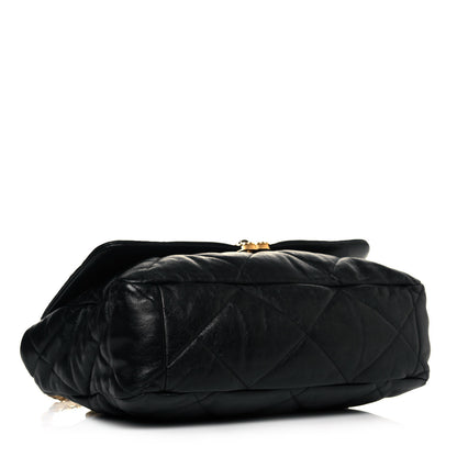 Chanel Shiny Goatskin Quilted Maxi Chanel 19 Flap Black 4 of 13