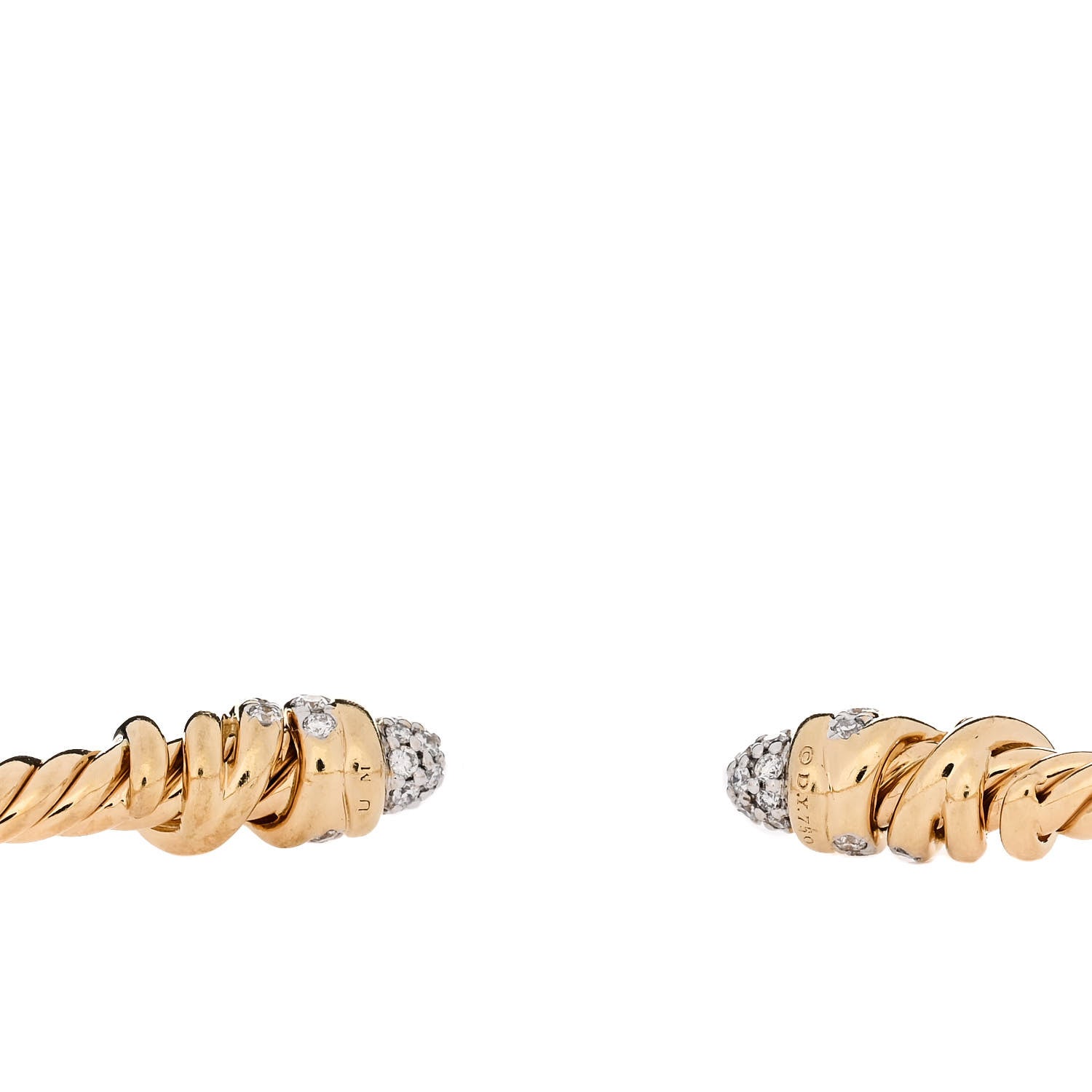 David Yurman 18K Yellow Gold Diamond 3mm Petite Helena Cuff Bracelet 3 of 3