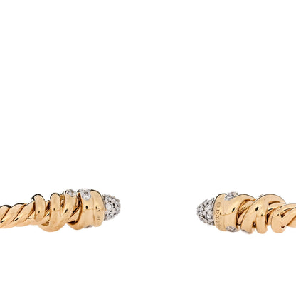 David Yurman 18K Yellow Gold Diamond 3mm Petite Helena Cuff Bracelet 3 of 3