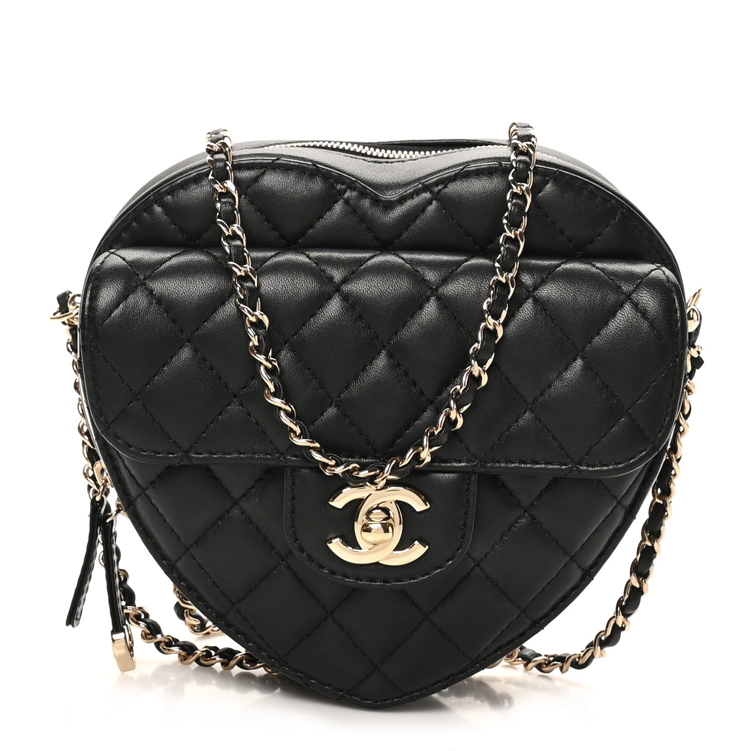Chanel Lambskin Quilted CC In Love Heart Bag Black 1 of 10