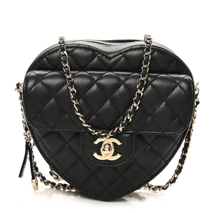 Chanel Lambskin Quilted CC In Love Heart Bag Black 1 of 10