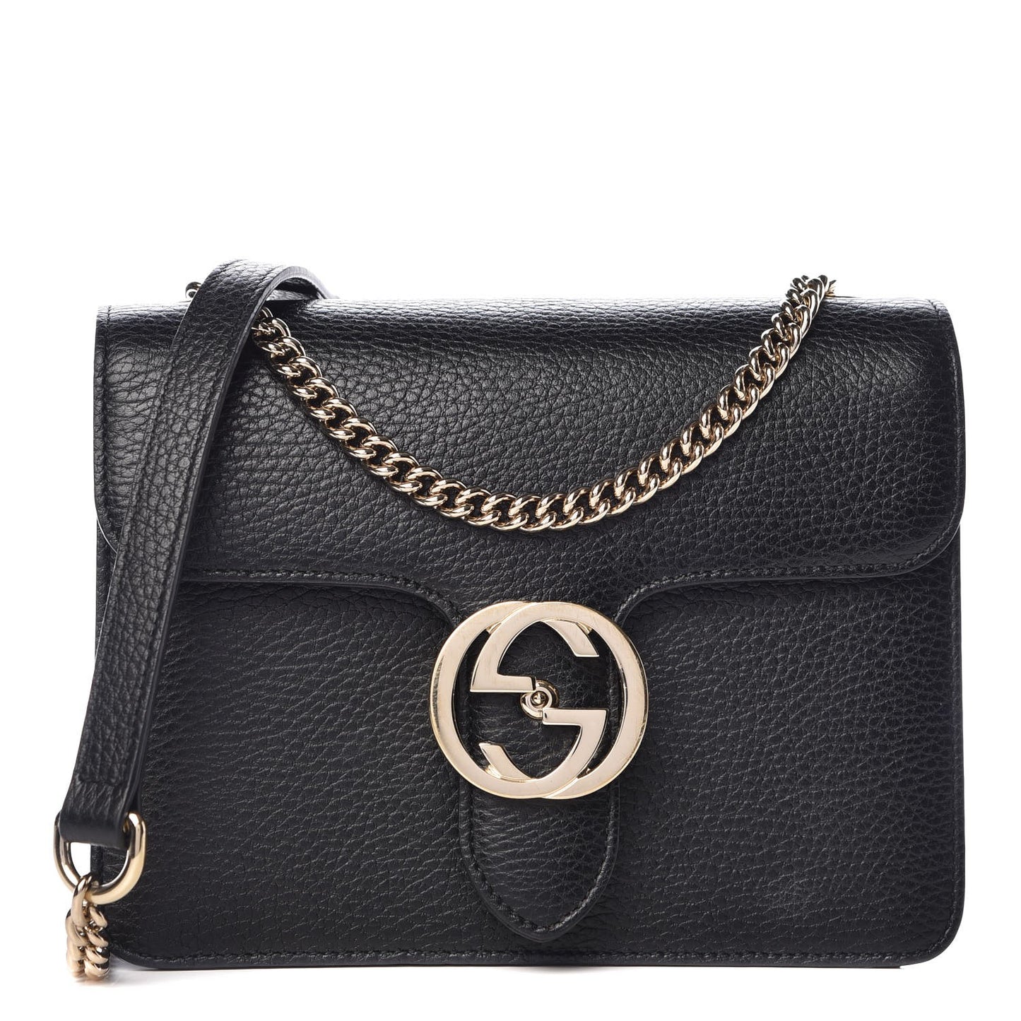 Dollar Calfskin Small Interlocking G Shoulder Bag Black