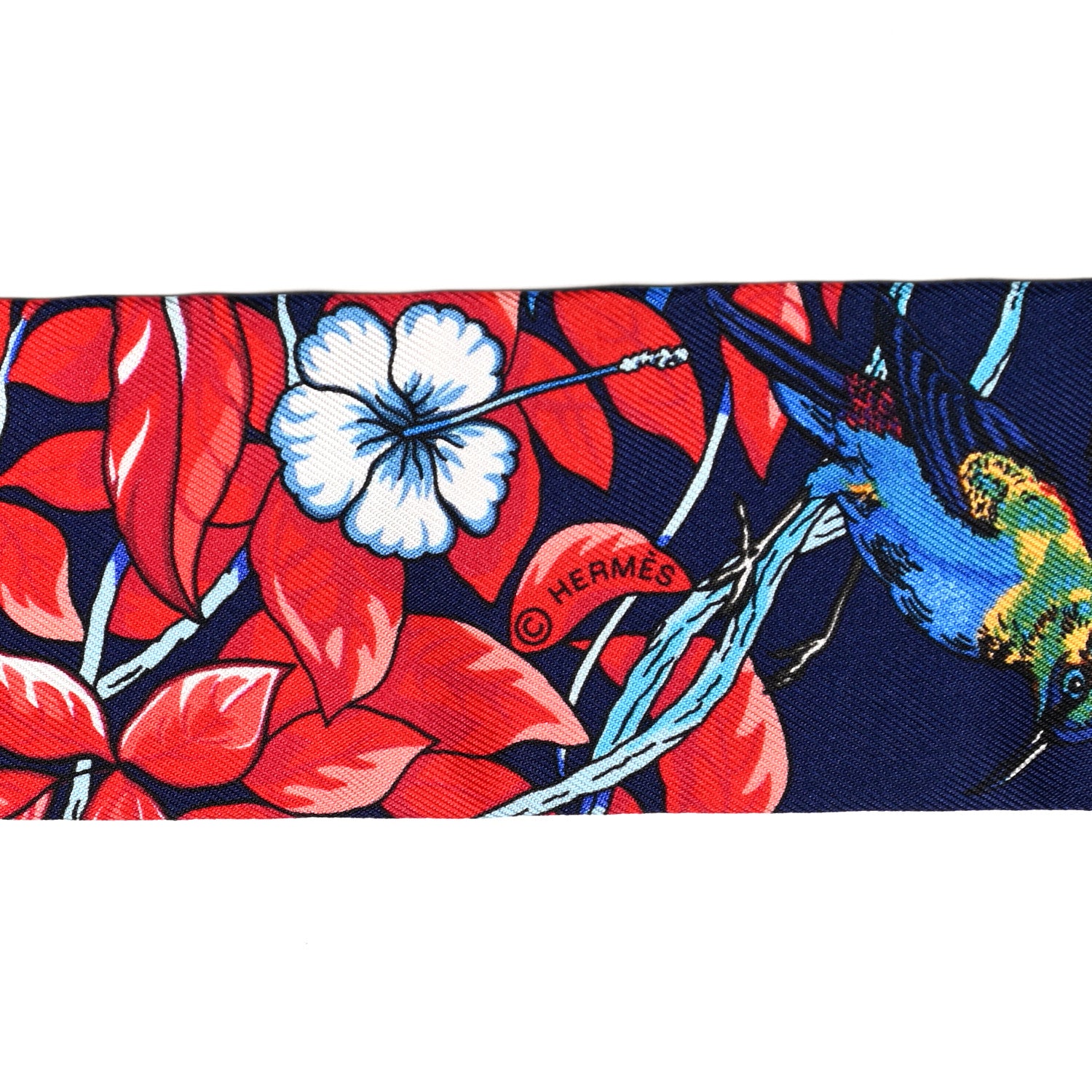 Hermes Silk Jungle Love Twilly Marine Rouge Brun 4 of 4
