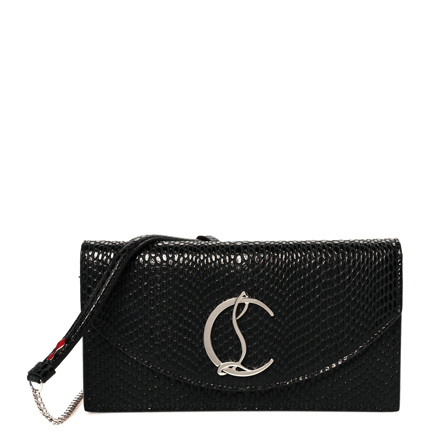Jurassic Calfskin Embossed Loubi54 Crossbody Clutch Black