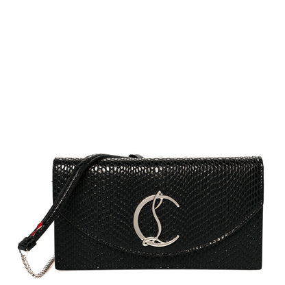 Christian Louboutin Jurassic Calfskin Embossed Loubi54 Crossbody Clutch Black 1 of 10