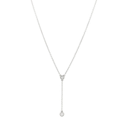 Tiffany Sterling Silver Diamond Elsa Peretti Diamonds by the Yard Y Drop Pendant Necklace 1 of 3