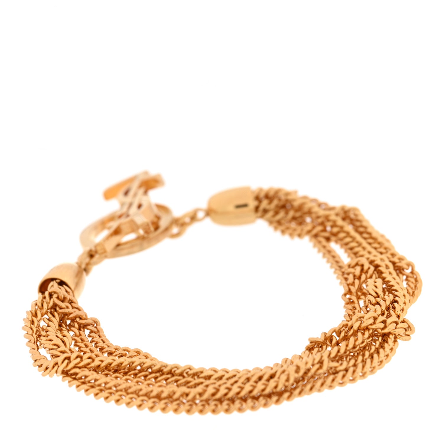 Saint Laurent Brass Monogram Multi Chain Charm Bracelet 3 of 4