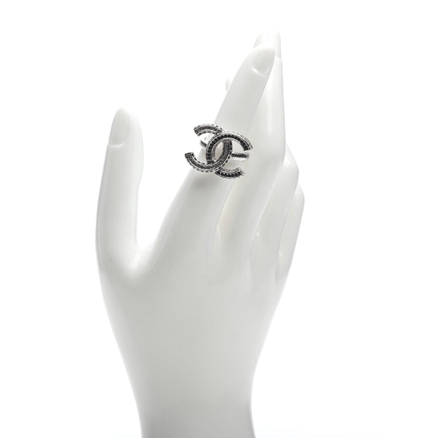 Crystal CC Ring 6 Silver Black