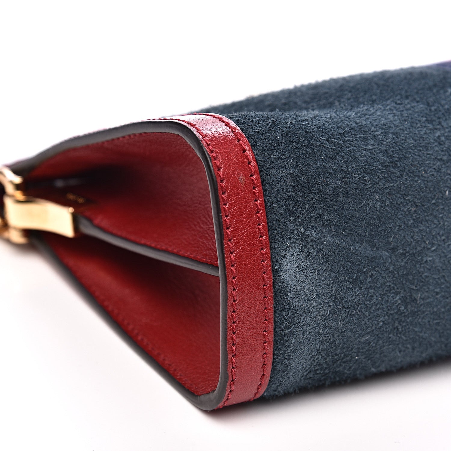 Gucci Suede Calfskin Web Small Ophidia Chain Shoulder Bag New Blue Romantic Cherry 8 of 13