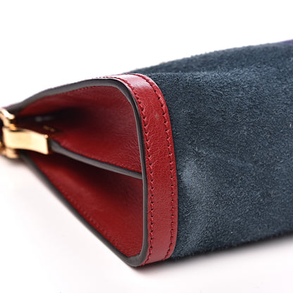 Gucci Suede Calfskin Web Small Ophidia Chain Shoulder Bag New Blue Romantic Cherry 8 of 13