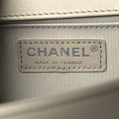 Chanel Lambskin Chevron Medium Boy Flap Grey 6 of 10