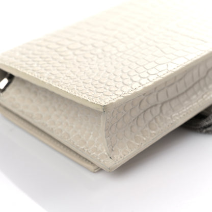 Saint Laurent Calfskin Crocodile Embossed Kate Monogram Tassel Chain Wallet Crema Soft 9 of 14