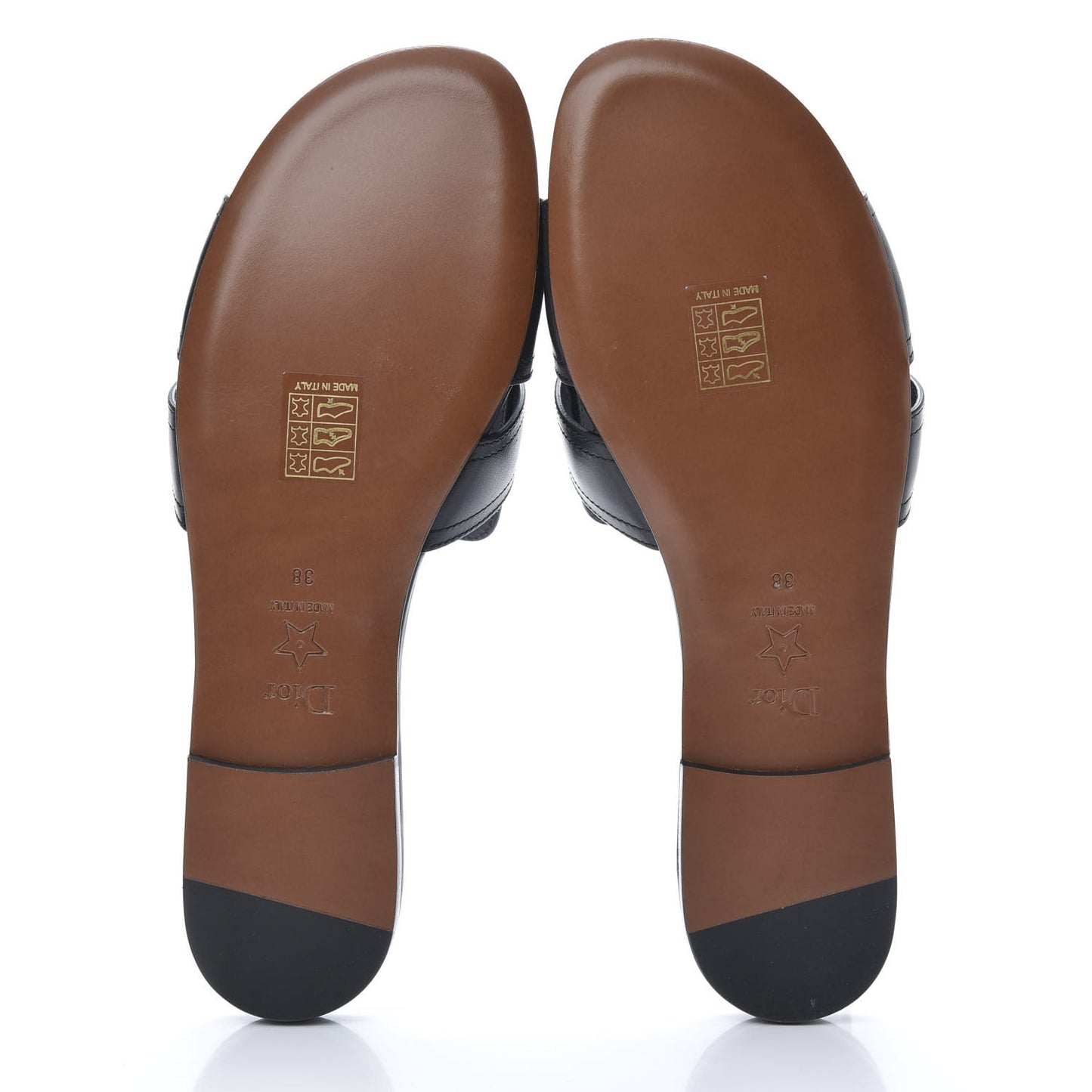 Calfskin 30 Montaigne Flat Slide Sandals 38 Black