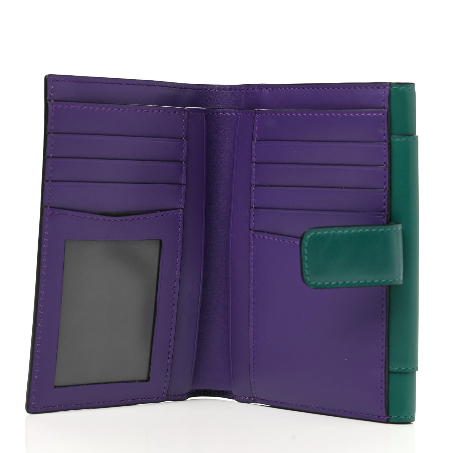 Calfskin Serpenti Forever Bi-Fold Wallet Emerald Violet Amethyst