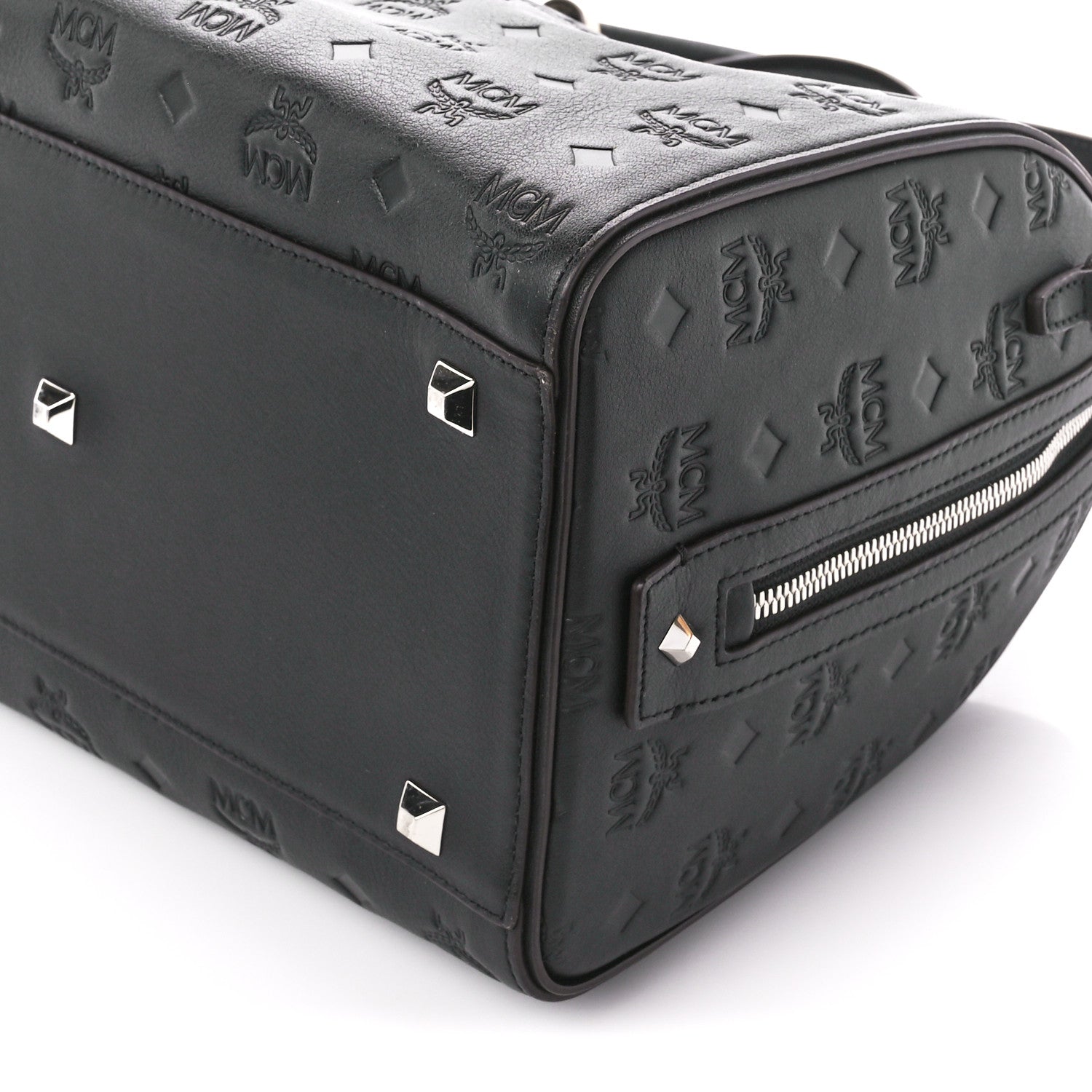 MCM Calfskin Ottomar Monogram Essential Boston Bag Black 11 of 11
