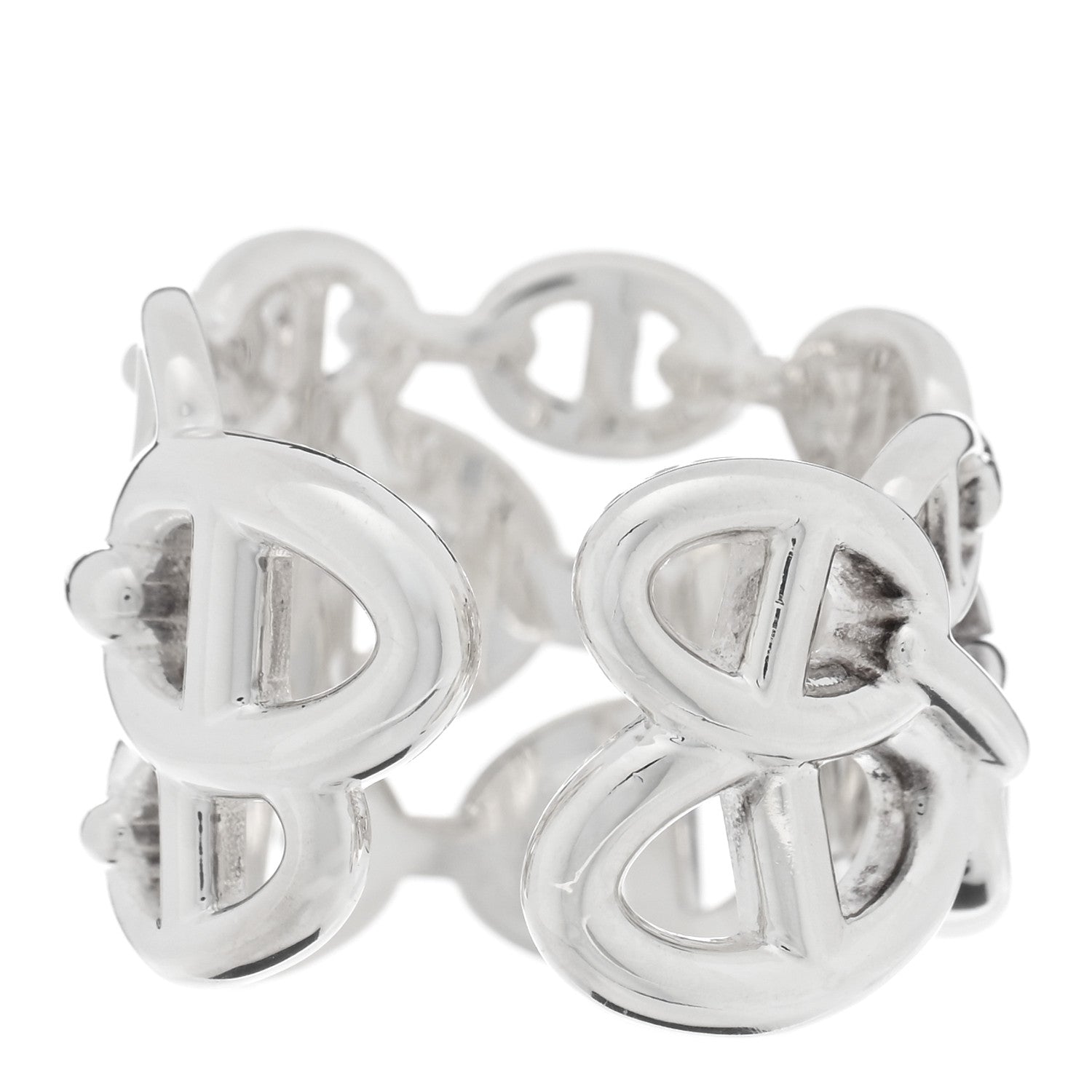 Hermes Sterling Silver GM Chaine d'Ancre Enchainee Band Ring 55 7.25 3 of 5