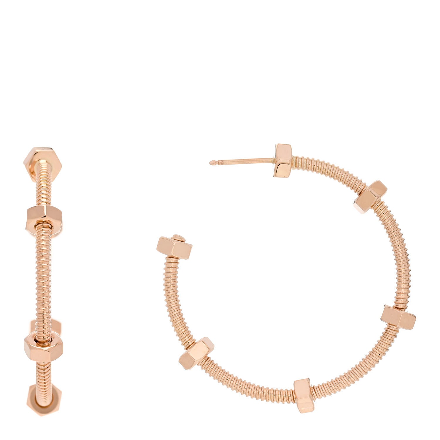 Cartier 18K Pink Gold Ecrou Hoop Earrings 1 of 5