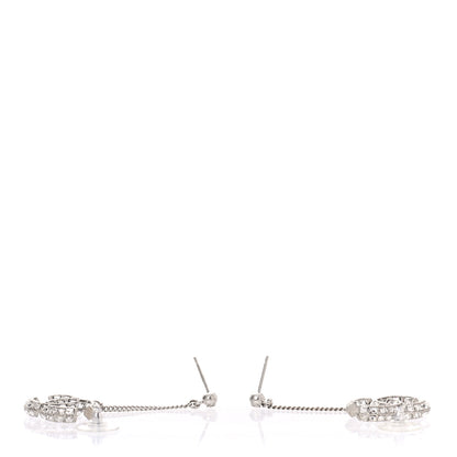Chanel Baguette Crystal CC Drop Earrings Silver 3 of 4