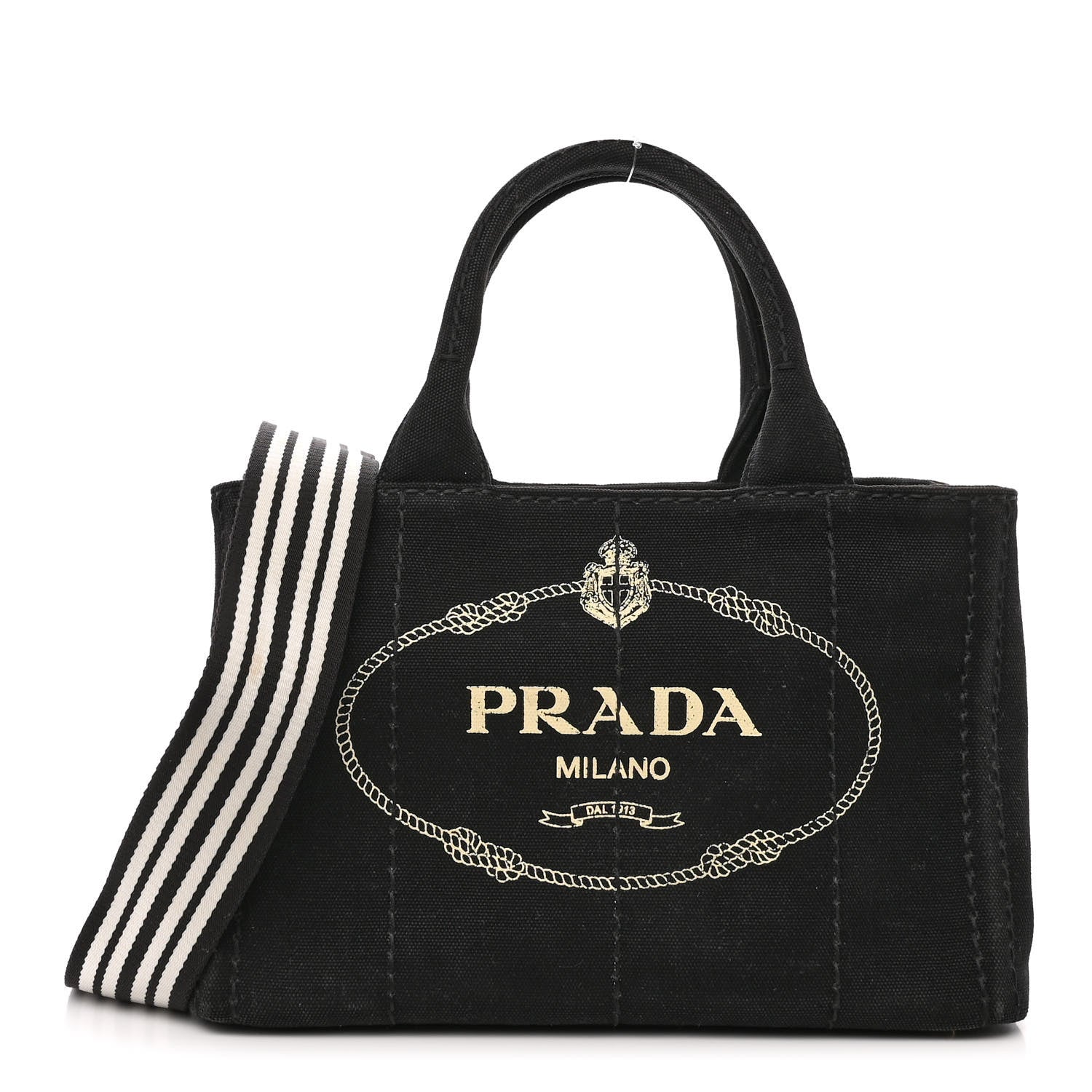 Prada Canapa Small Logo Tote Black Talco 1 of 9