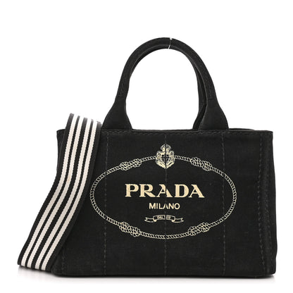Prada Canapa Small Logo Tote Black Talco 1 of 9