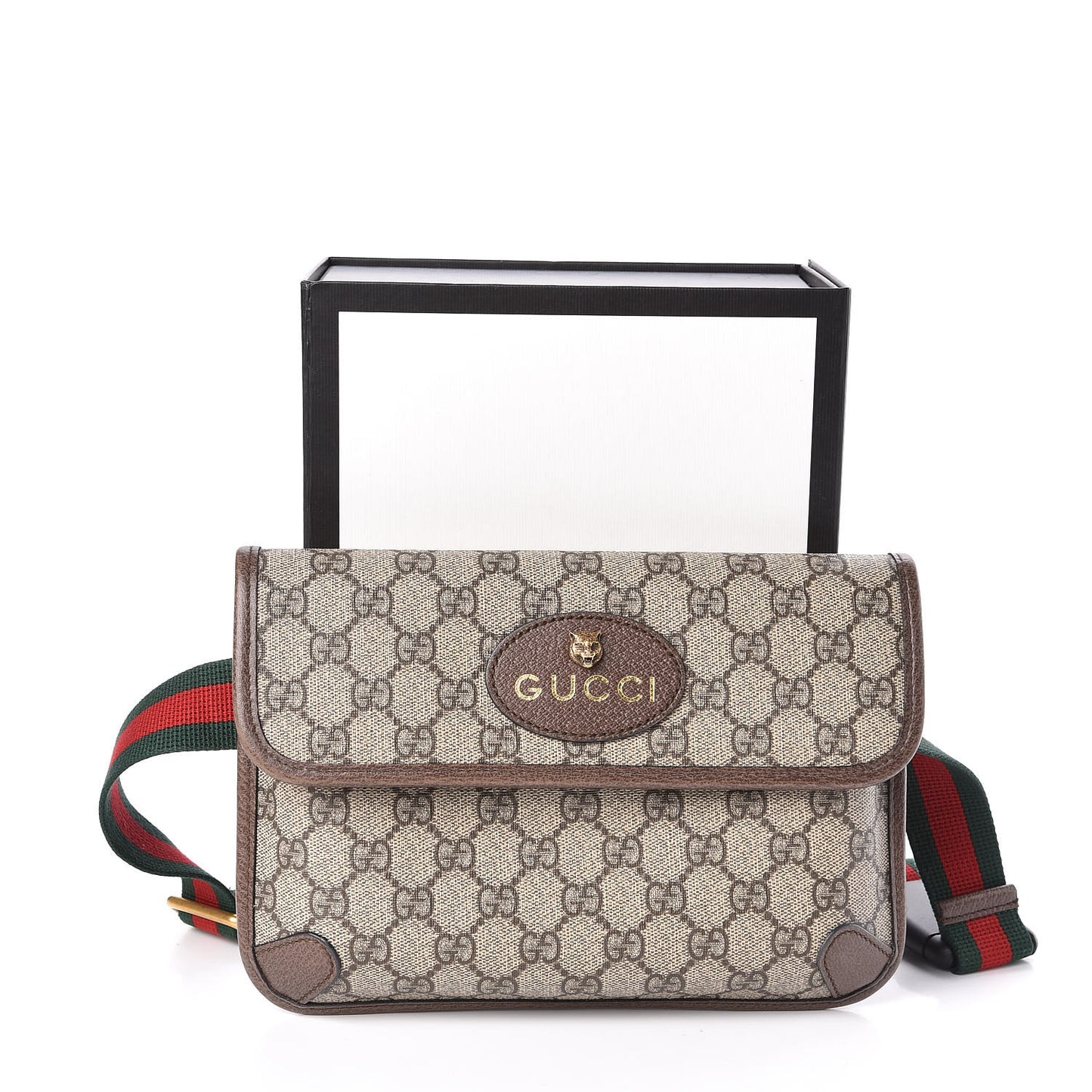 GG Supreme Monogram Neo Vintage Web Belt Bag Brown