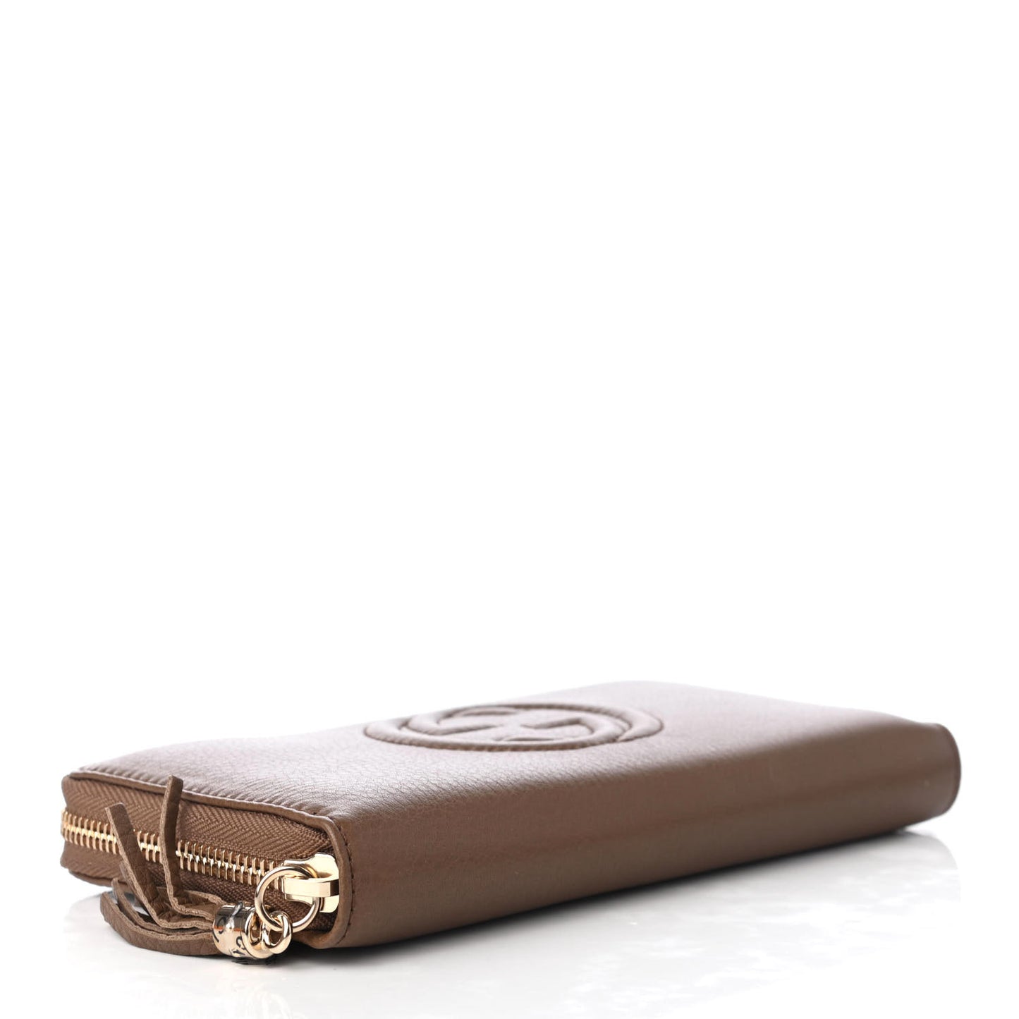 Pebbled Calfskin Soho Zip Around Wallet Brown