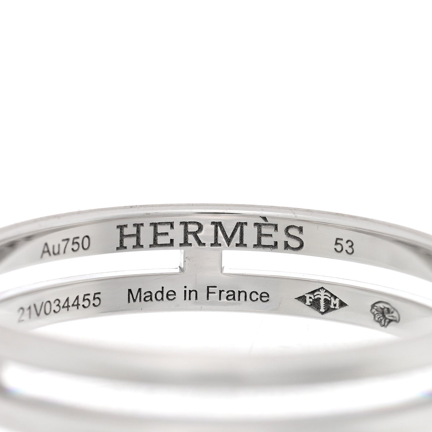 Hermes 18K White Gold Ariane Wedding Band Ring 53 6.5 4 of 4