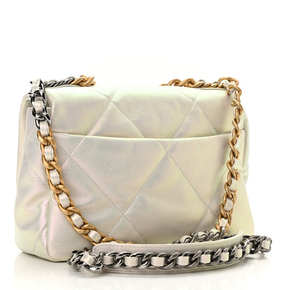 Chanel Iridescent Calfskin Quilted Medium Chanel 19 Flap White 3 of 10