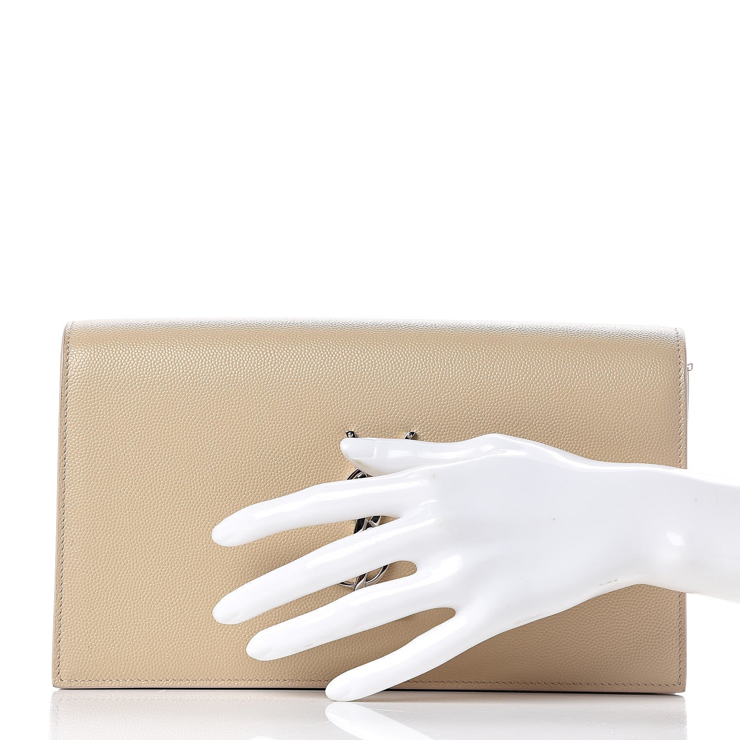 Saint Laurent Grain De Poudre Classic Kate Monogram Clutch Nude Powder 2 of 9