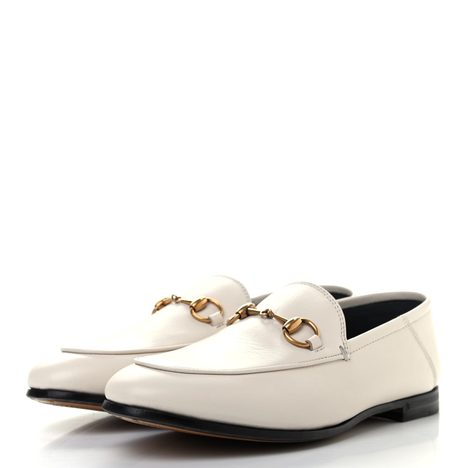 Gucci Lambskin Womens Brixton Horsebit Loafers 35 Mystic White 3 of 10