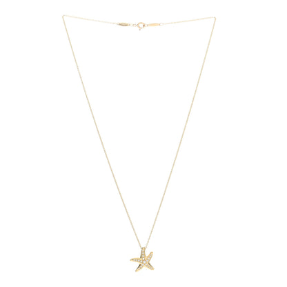 Tiffany 18K Yellow Gold Diamond 15mm Elsa Peretti Pave Starfish Pendant Necklace 2 of 5