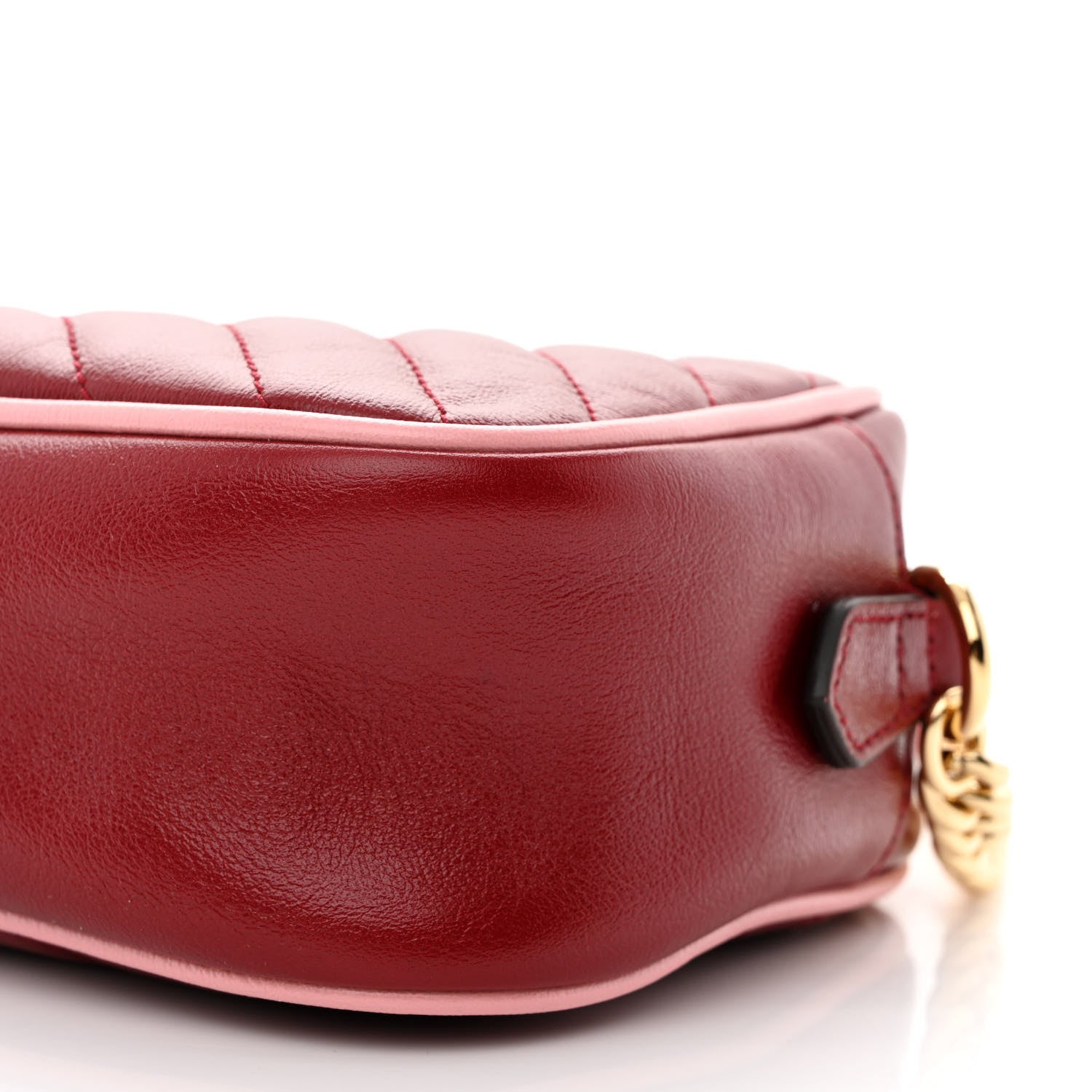 Gucci Azalea Calfskin Matelasse Diagonal Small Enamel GG Marmont Chain Shoulder Bag New Cherry Red Wild Rose 10 of 10