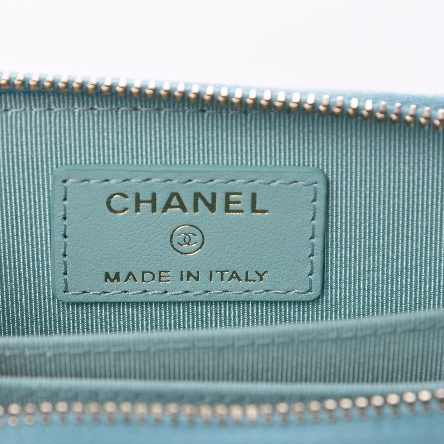 Caviar Quilted Zip Coin Purse Light Blue