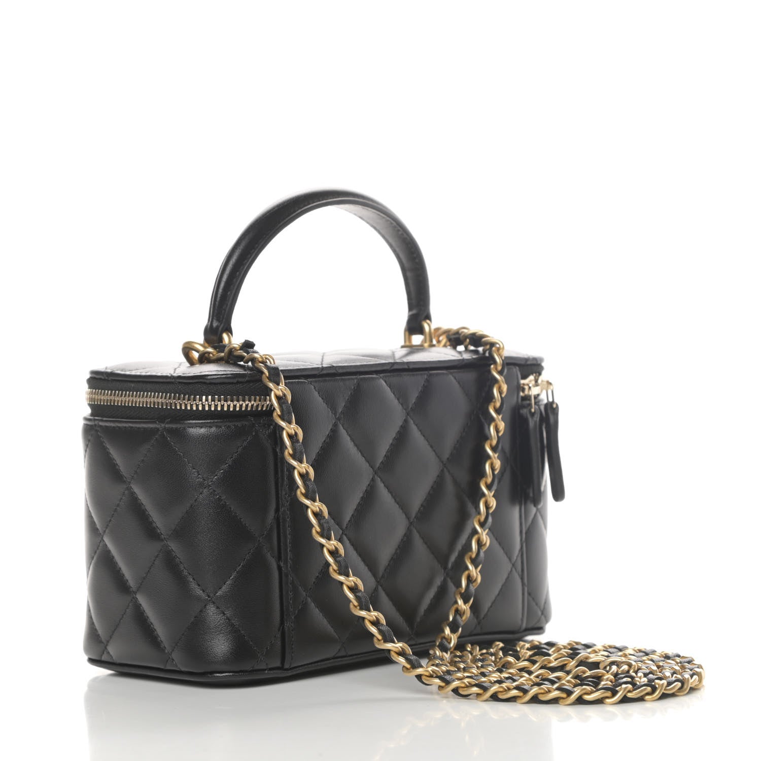 Chanel Lambskin Quilted Small Top Handle Vanity Case With Chain Black 3 of 11