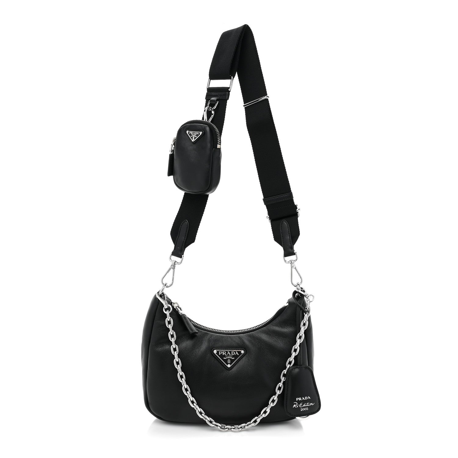 Prada Nappa Soft Padded Re-Edition 2005 Shoulder Bag Black 1 of 8