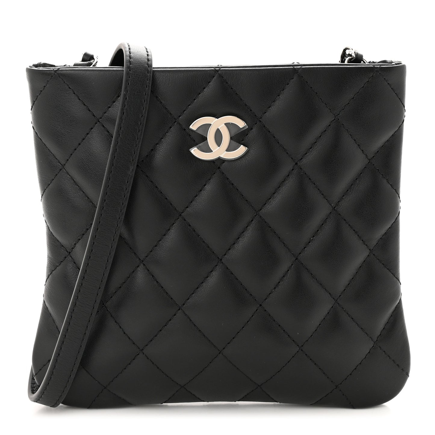 Lambskin Quilted Crossbody Bag Black