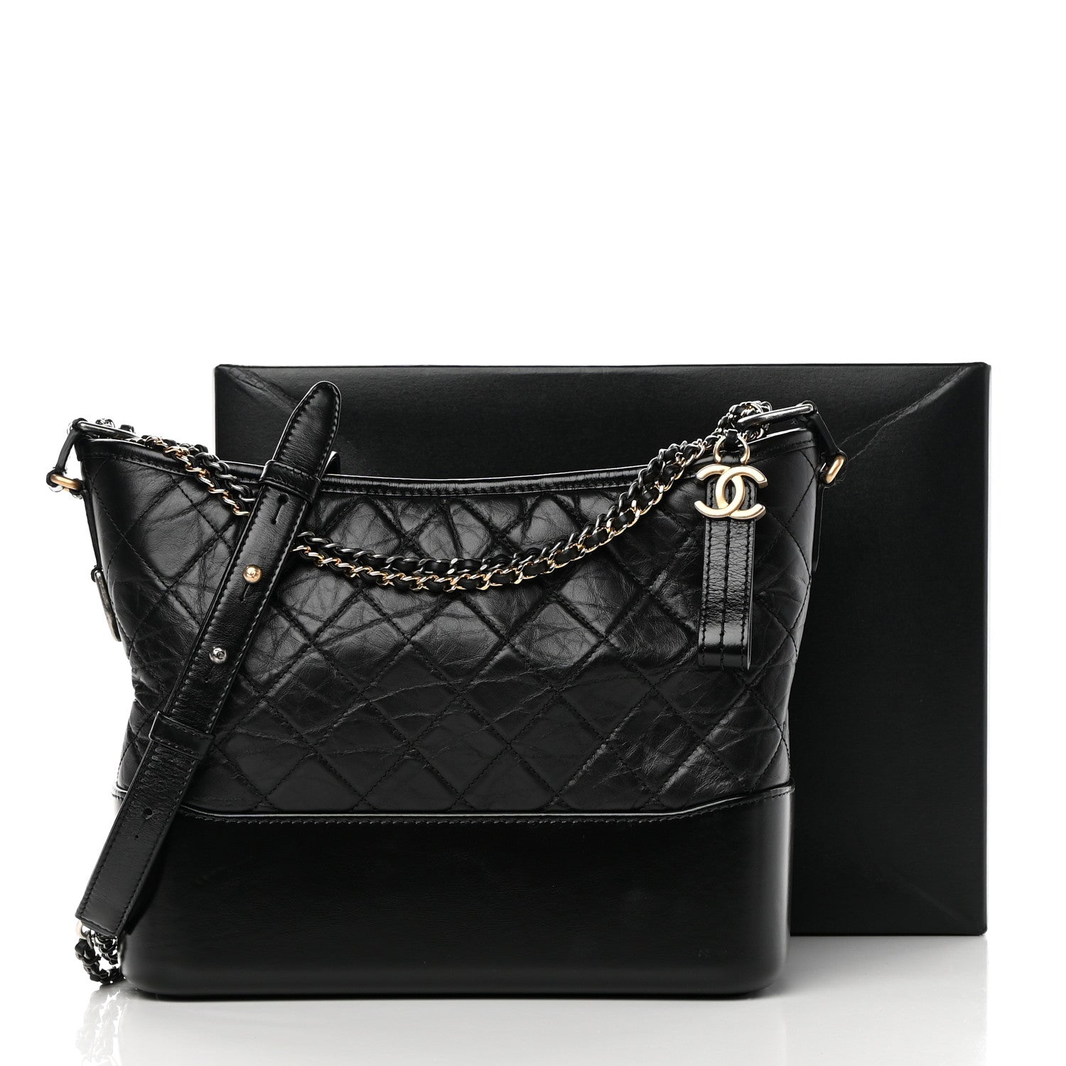 Chanel Aged Calfskin Quilted Medium Gabrielle Hobo Black 16 of 16