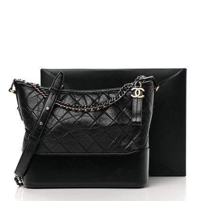 Chanel Aged Calfskin Quilted Medium Gabrielle Hobo Black 16 of 16