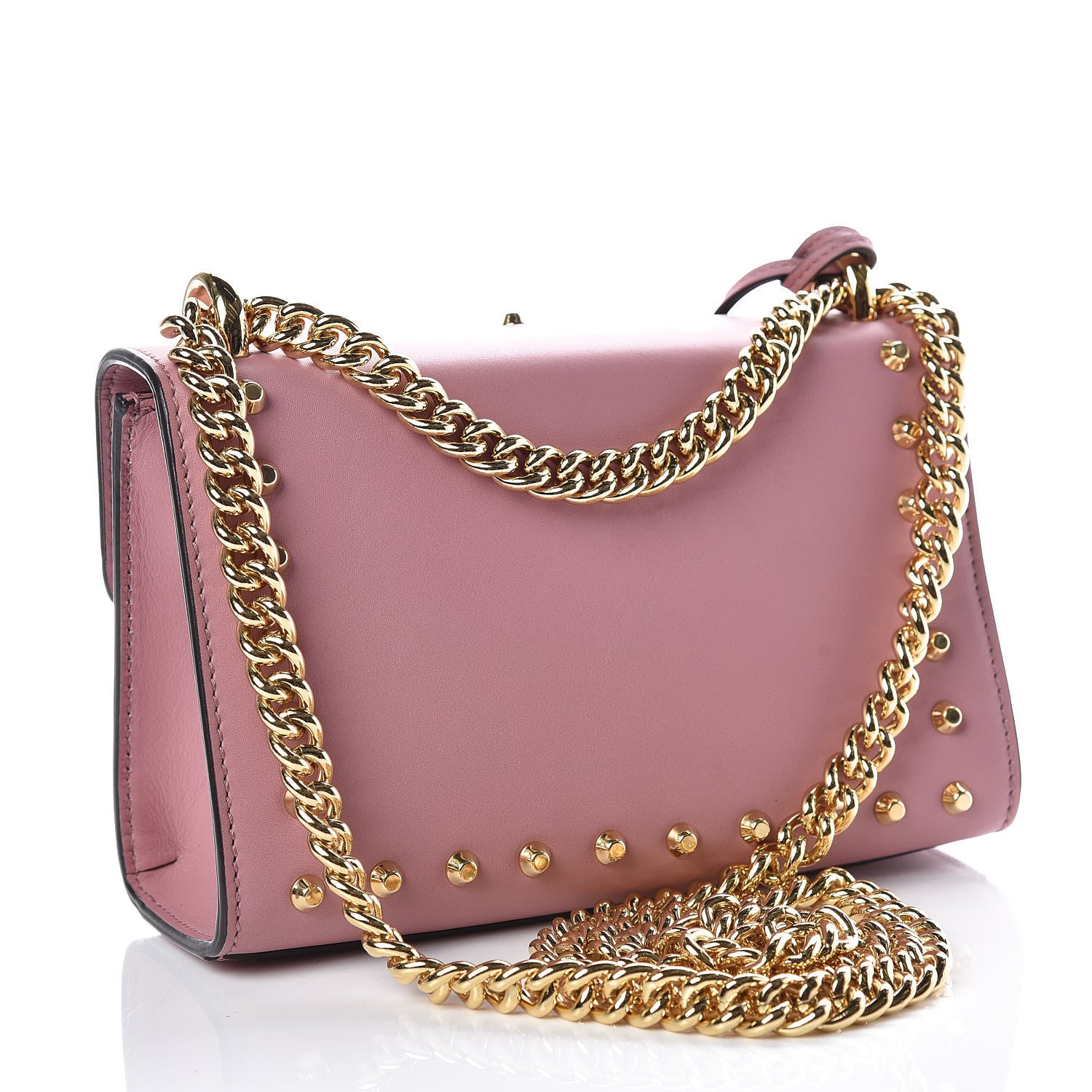 Gucci Calfskin Studded Small Padlock Shoulder Bag Carmine Rose 3 of 11